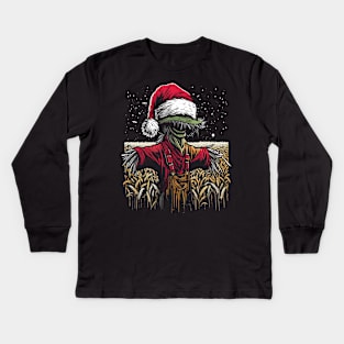 Scarecrow Santa Hat Kids Long Sleeve T-Shirt